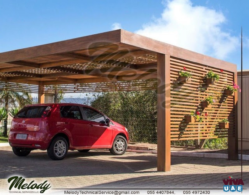 Car Parking Shade in Abu Dhabi | Wooden car parking in UAE | Steel Car Parking