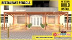 Restaurant Area Pergola | Wooden Pergola with Furniture | Abu Dhabi.