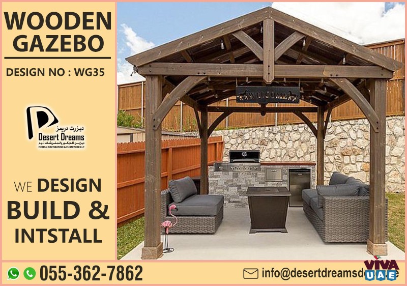 Backyard Wooden Gazebo Uae | Pool Area Gazebo | Abu Dhabi.