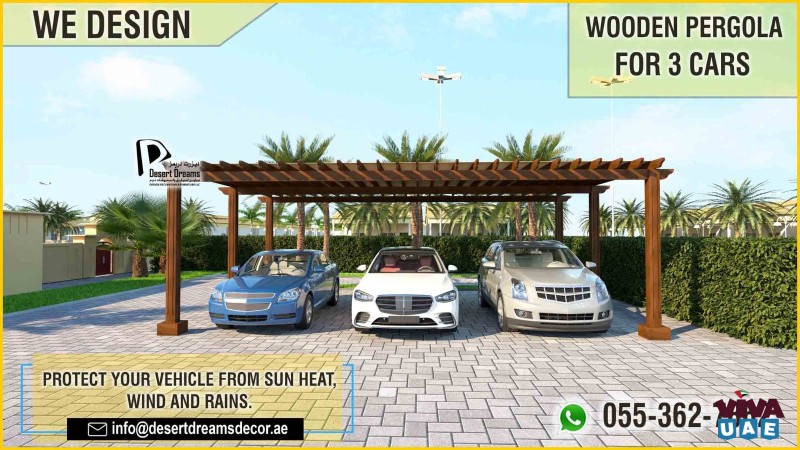 3 Cars Parking Pergola | Car Parking Shades Abu Dhabi.