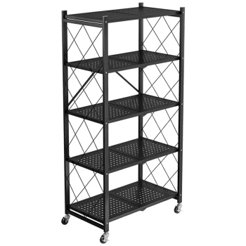 5 Tier Foldable shelf storage with 360 wheels