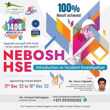 Enroll NEBOSH HSE Introduction to Incident Investigation Course in Dubai