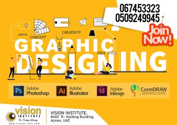 Graphic Designing Courses at Vision Institute. Call 0509249945