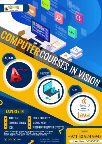 Computer Courses at Vision Institute. Call 0509249945