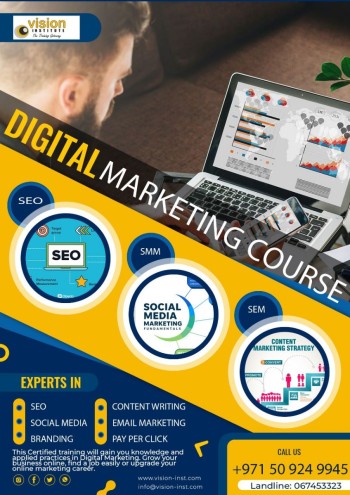 Digital Marketing Classes at Vision Institute. Call 0509249945