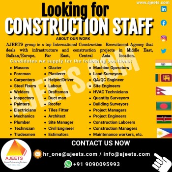 Looking for temporary construction staff from India