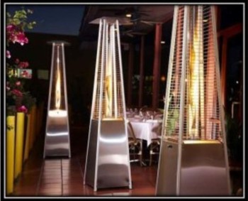 Stainless steel pyramid patio heater for rental and sales available