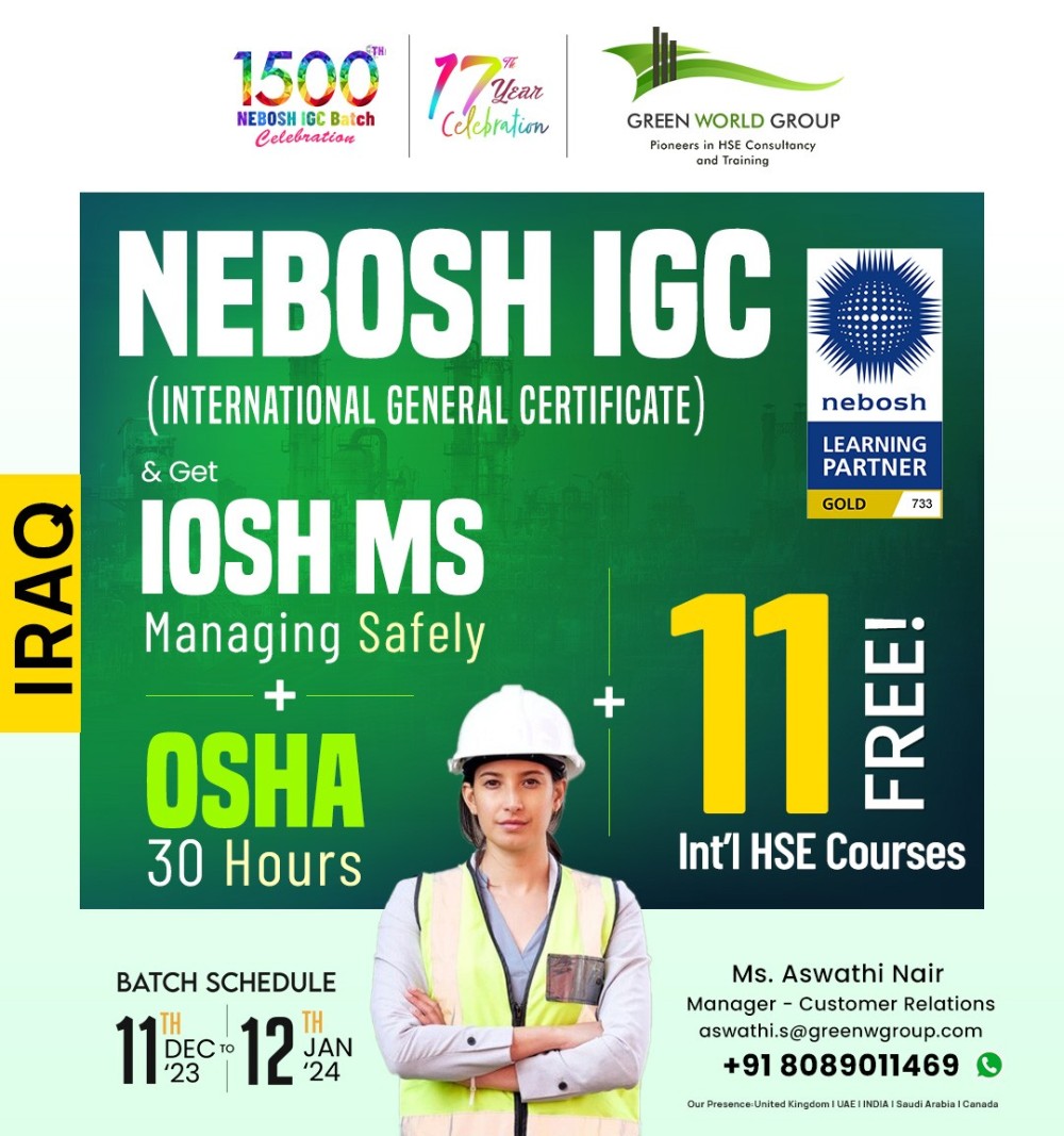  A Global Perspective View About Nebosh Course in Iraq with Green World Group