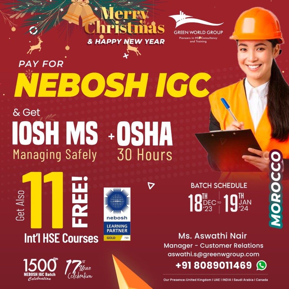 Common Success Stories about Nebosh course in Morocco with Green World Group