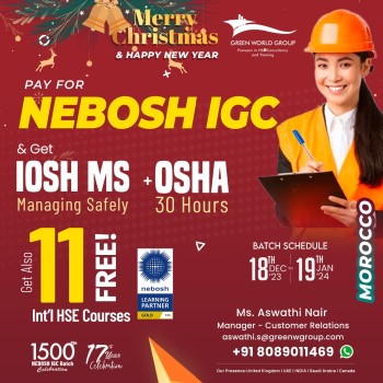 Common Success Stories about Nebosh course in Morocco with Green World Group