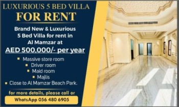 LUXURIOUS 5 BED VILLA FOR RENT, Al Mamzar, Dubai for rent