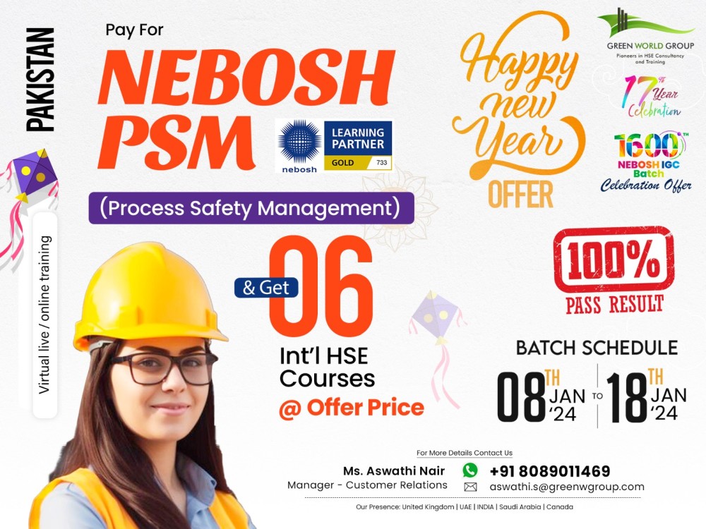 Prefer for the Best HSE Training - Nebosh PSM  course  in Pakistan with GWG