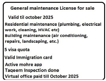 General maintenance license for sale