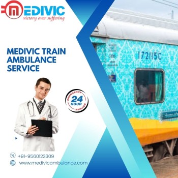 Medivic Train Ambulance Service in Delhi transfers patients to an assigned location