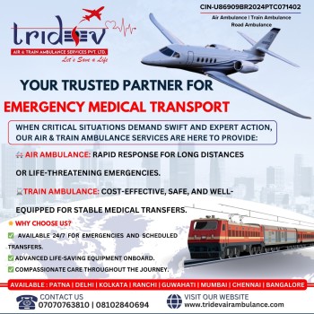 Select An Authentic Flight Service Tridev Air Ambulance Guwahati For Medical Use