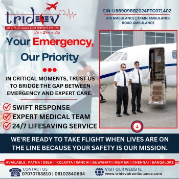 Useful Domestic Chartered Flight Tridev Air Ambulance Ranchi For People