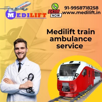 The Medilift Train Ambulance service in Delhi is equipped with vital medical supplies