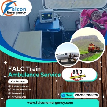 Book the best Falc Emergency Train Ambulance Service in Patna which offers High-tech ICU Setup