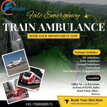 Hire the trusted Falc Emergency Train Ambulance Services in Ranchi with Ventilator Setup