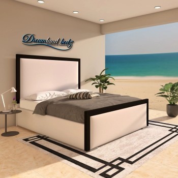 2025 Washington Bed Frame With Black Plush and Cream Plush fabric