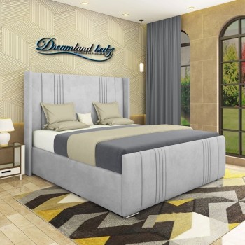 2025 Manhattan Wingback Bed Frame In Plush Silver