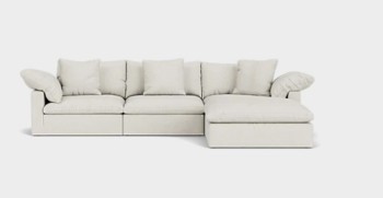 Dubai Feather Cloud Sofa – Off-White 3-Seater with Ottoman | Luxury Comfort