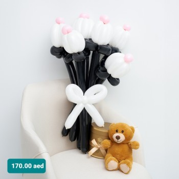 air inflated flower bokeh balloons white-black5