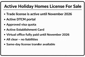 Active Holiday Homes Trade License Available 