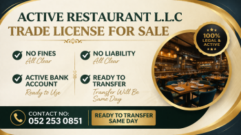 ACTIVE RESTAURANT TRADE LICENSE FOR SALE 