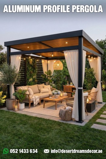Aluminum Profile Pergola in Al Ain | Seating Area Aluminum Pergola Uae.