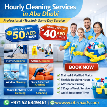 Hourly Maid Abu Dhabi |  Cleaning Services from 40 AED/Hour