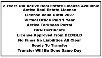 2 YEARS OLD ACTIVE REAL ESTATE TRADE LICENSE AVAILABLE FOR SALE 