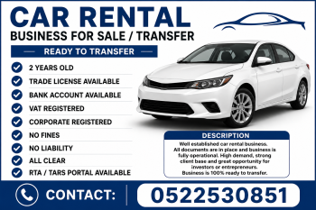 2 YEARS OLD CAR RENTAL TRADE LICENSE AVAILABLE FOR SALE 