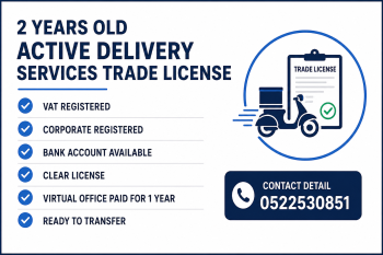 2 YEARS OLD ACTIVE DELIVERY SERVICES TRADE LICENSE AVAILABLE FOR SALE 