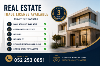 2 YEARS OLD ACTIVE REAL ESTATE TRADE LICENSE AVAILABLE FOR SALE 