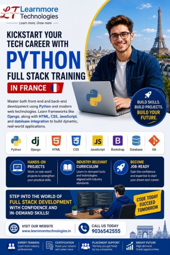 Kickstart your tech career with Python Full Stack Training in France by Learnmore Technologies