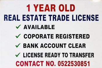 1 YEAR OLD ACTIVE REAL ESTATE TRADE LICENSE AVAILABLE FOR SALE