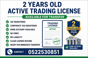 2 YEARS OLD ACTIVE TRADING LICENSE AVAILABLE FOR SALE - DUBAI 