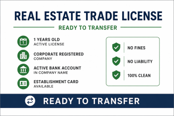 1 YEAR OLD ACTIVE REAL ESTATE TRADE LICENSE AVAILABLE FOR SALE - DUBAI 