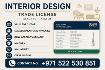 DECOR INTERIOR DESIGN TRADE LICENSE AVAILABLE FOR SALE - DUBAI 