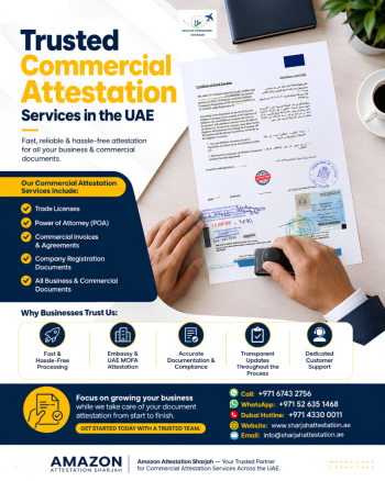 Commercial Attestation Experts in Sharjah, Contact us today!