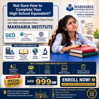 GED-999 AED Start Your GED Journey Now – Flexible Classes in Sharjah | Makharia Institute