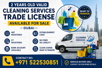 2 YEARS OLD ACTIVE BUILDING CLEANING SERVICES TRADE LICENSE AVAILABLE FOR SALE - DUBAI 