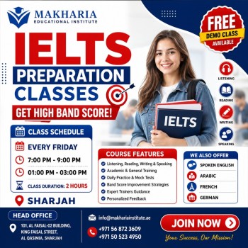 IELTS Classes in Sharjah Call 056 872 3609 Makharia Institute