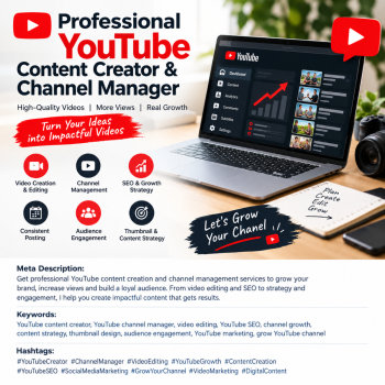 Professional YouTube Content Creator & Channel Manager